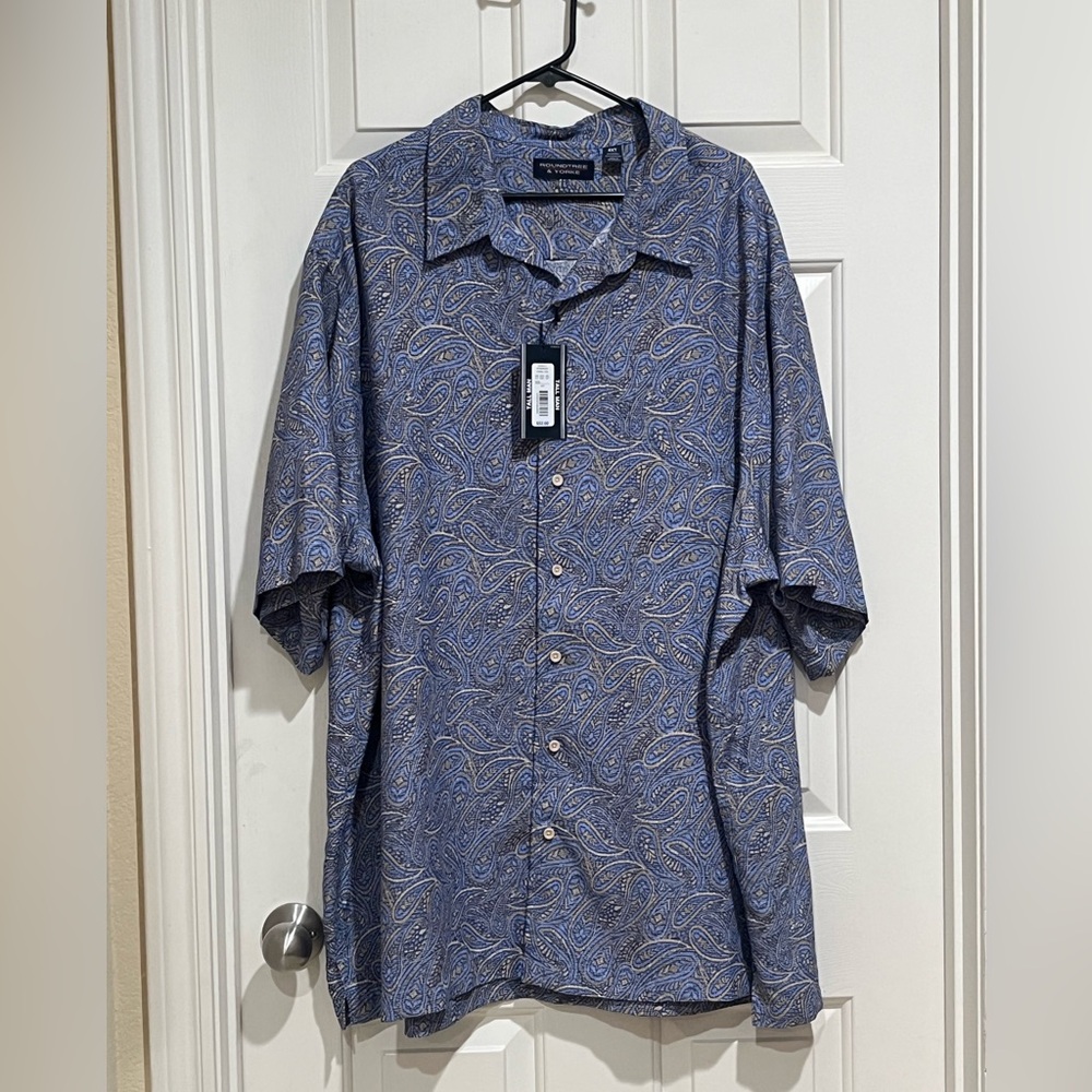 ROUNDTREE & YORKE BLUE Paisley TALL MAN Shirt MENS SIZE 4XT